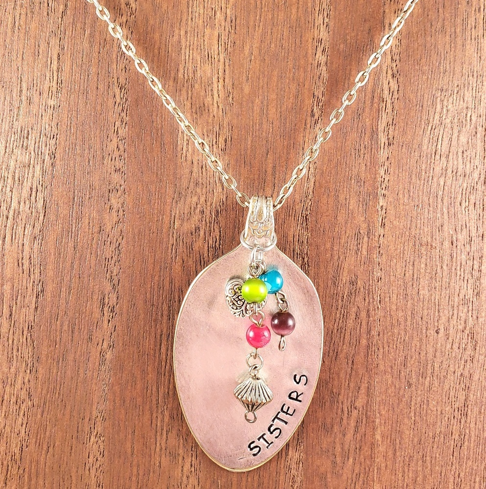 Spoon pendant "sisters" necklace